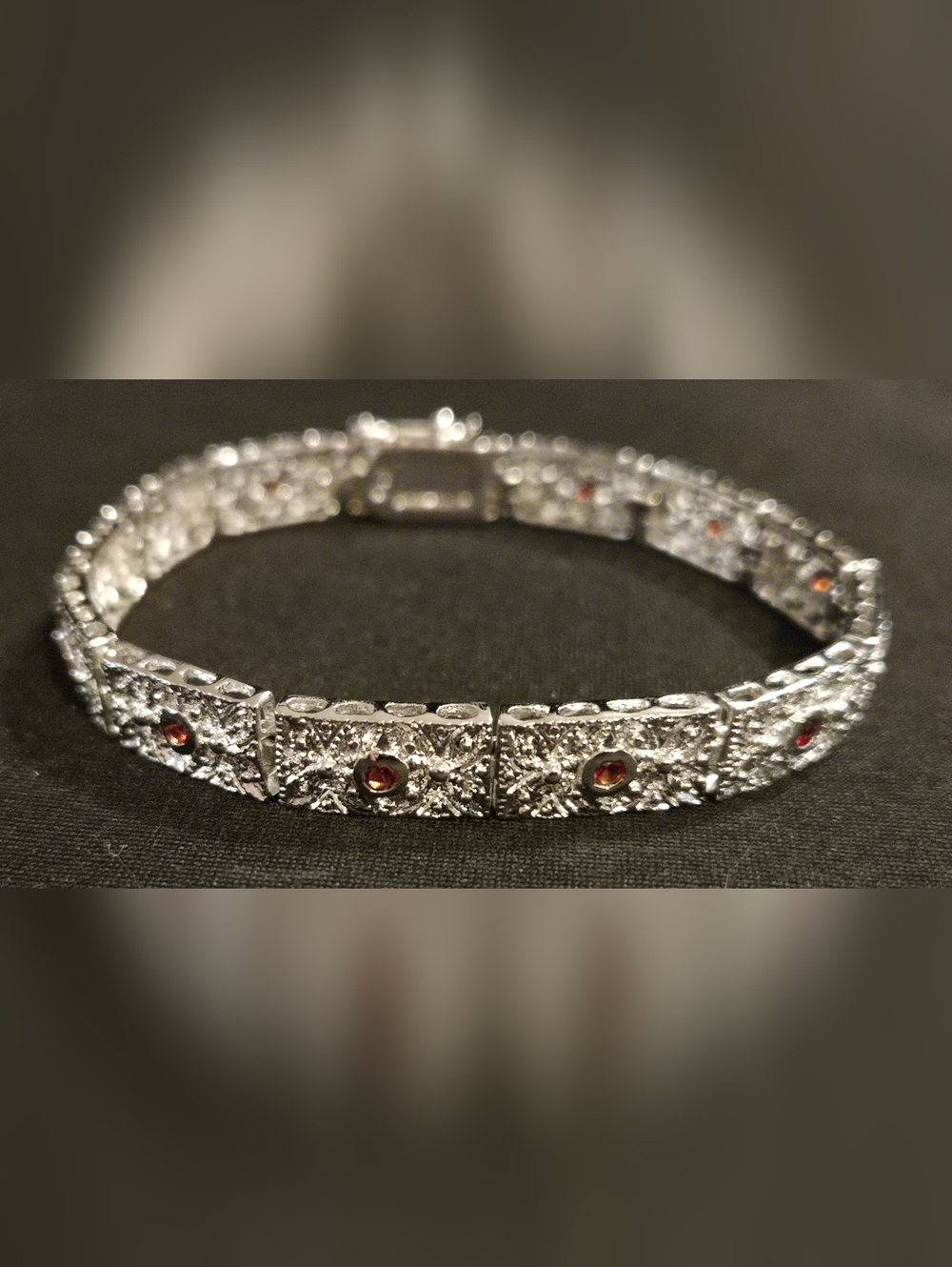 Sterling Silver Ruby Station Bracelet